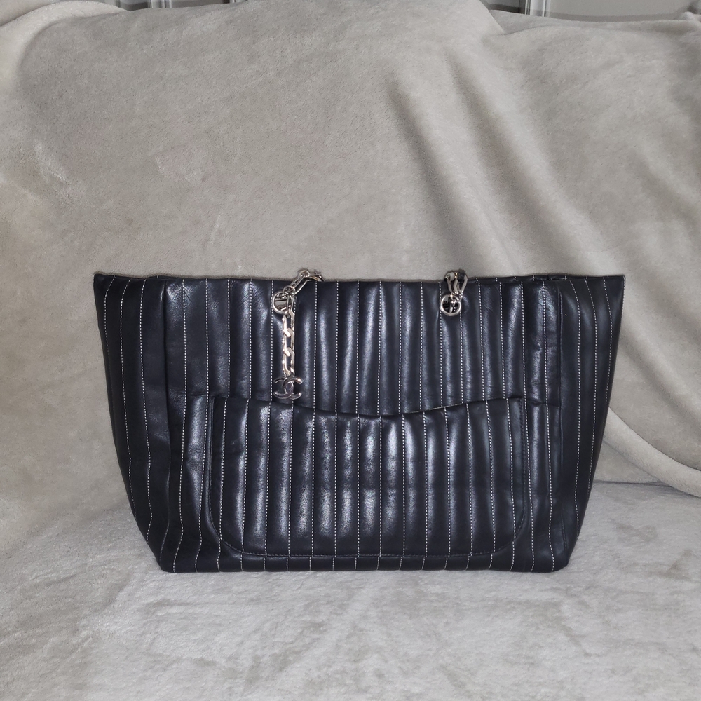 Authentic Chanel Black Quilted Tote Bag